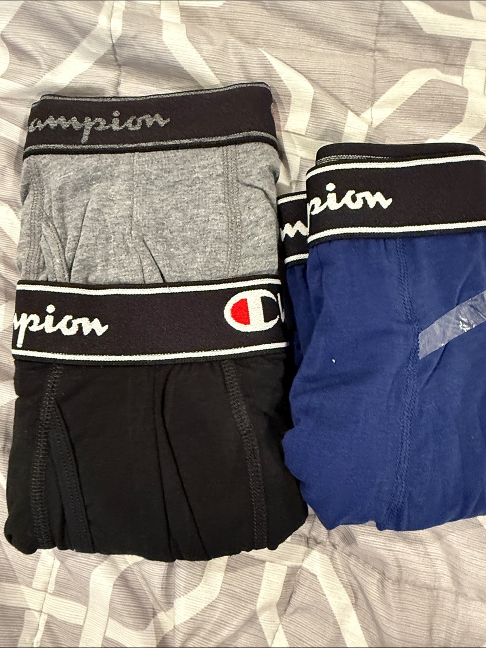 Champion Men’s Boxer Brief 3-Pack — Black, Gray & Blue